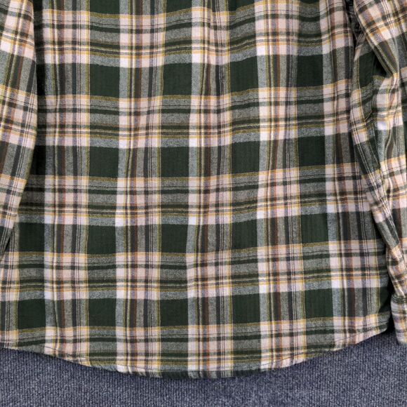 Eddie Bauer Men's Flannel Button-Up Shirt Green Plaid Medium Long Sleeve Cotton - Picture 7 of 12